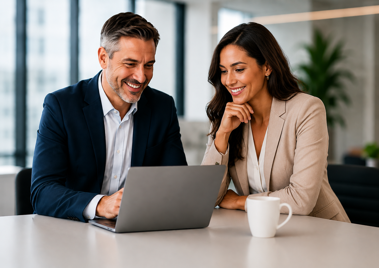 Franchise consultants reviewing a personalized match report together