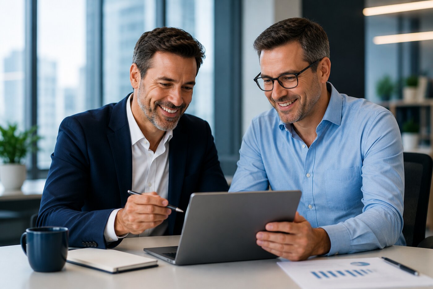 A franchise consultant reviewing personalized match results with a client